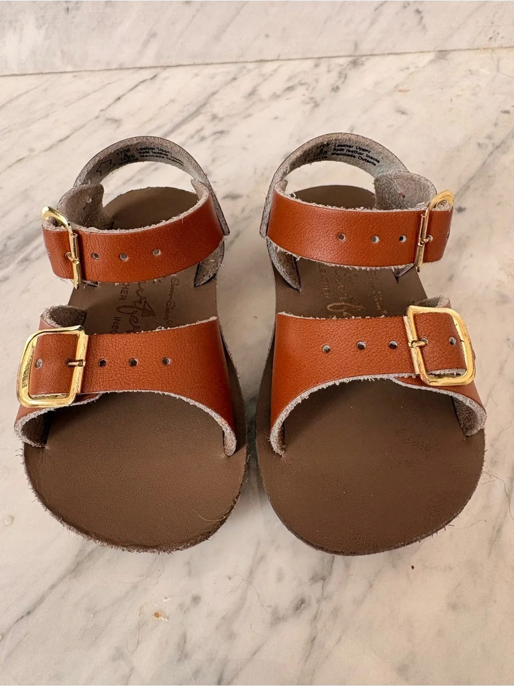 Sun San Surfer Toddler Brown Leather Buckle Sandals - Size 5